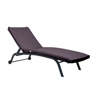 Matelas bain de soleil gris carbone pour transat, déhoussable et imperméable, dimensions 185x60 cm, pour chaise longue.