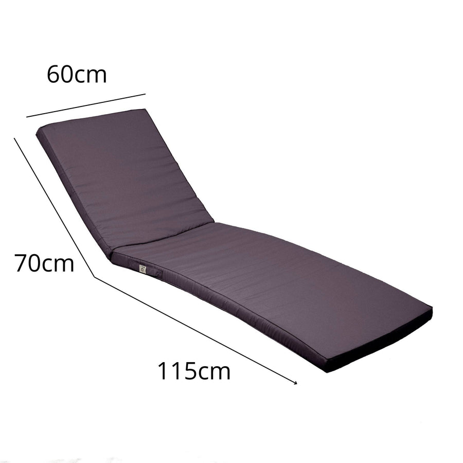 Sun Lounger Cushion 185x60 Carbon Grey, waterproof
