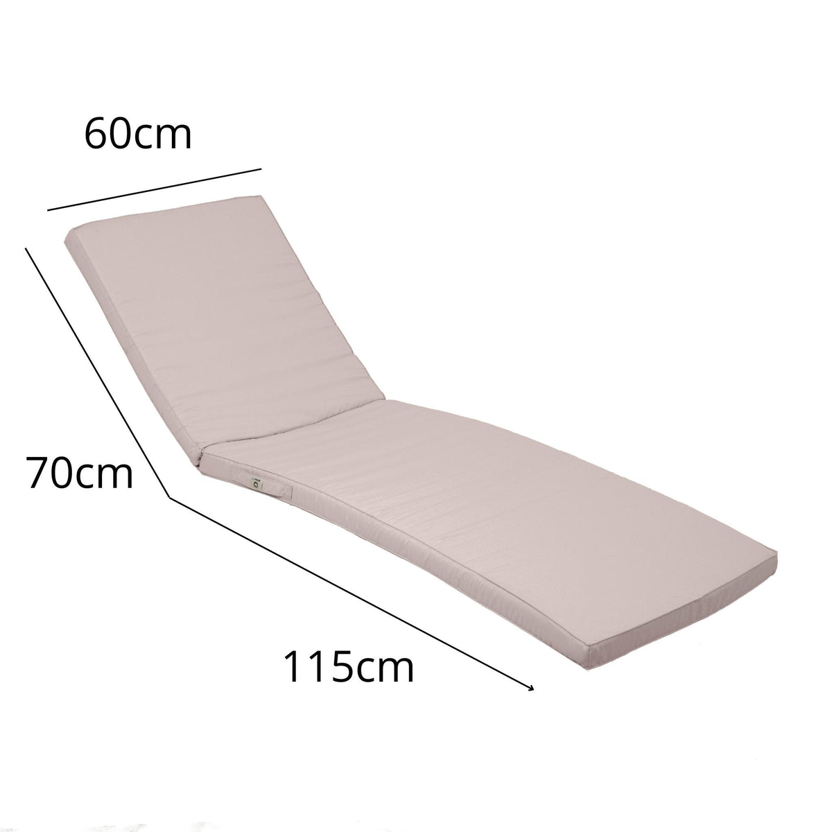 Colchão para Espreguiçadeira 185x60 Cinzento Seixo - Capa Amovível & Impermeável (Espreguiçadeira) – esquema com medidas