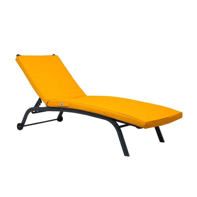 Coussin Bain de Soleil - Matelas pour Transat Déhoussable - 185x60x5cm - Jaune Miel - Deco-arts.fr