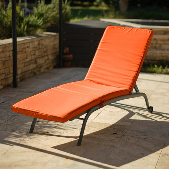 Coussin Bain de Soleil - Matelas pour Transat Déhoussable - 185x60x5cm - Orange