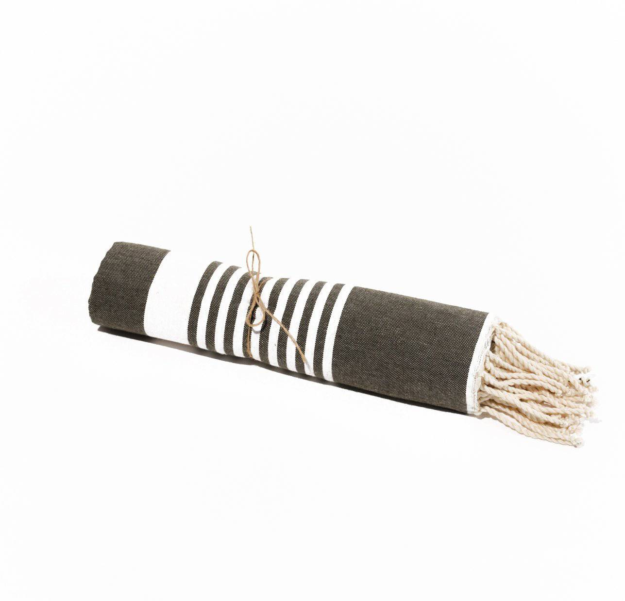 Fouta en coton arthur 100x200cm gris foncé - Deco-arts.fr