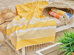 Fouta en coton arthur 100x200cm jaune