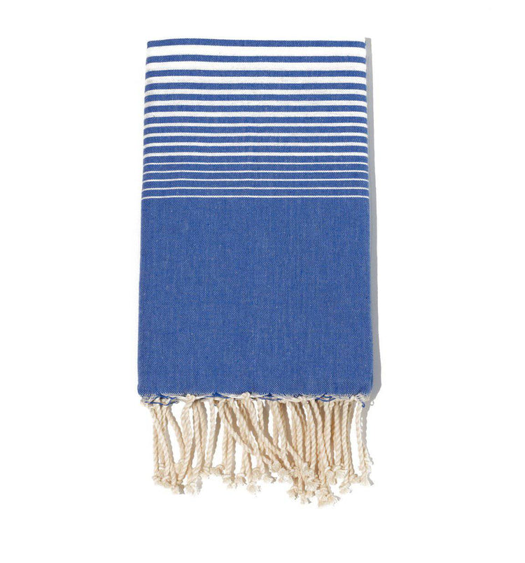 Fouta en coton miami 100x200cm bleu royal - Deco-arts.fr