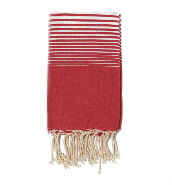 Fouta en coton miami 100x200cm rouge - Deco-arts.fr