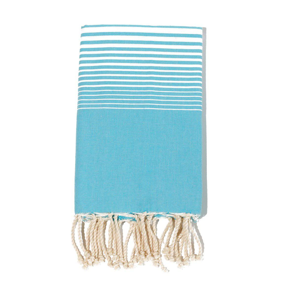 Fouta en coton miami 100x200cm turquoise - Deco-arts.fr