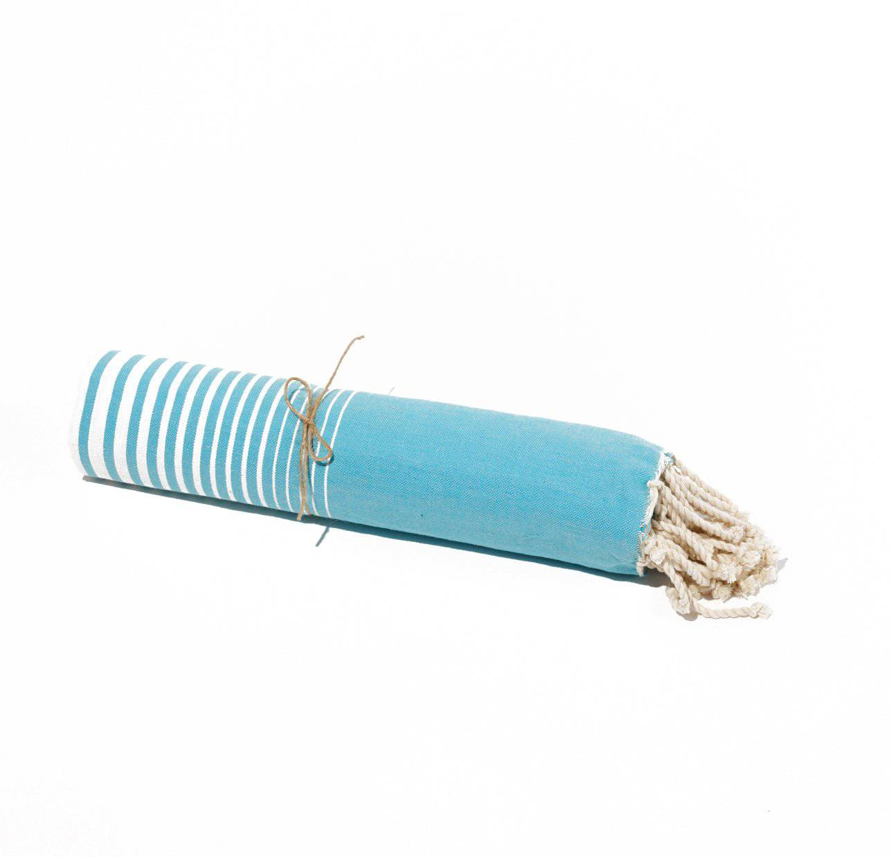 Fouta en coton miami 100x200cm turquoise - Deco-arts.fr