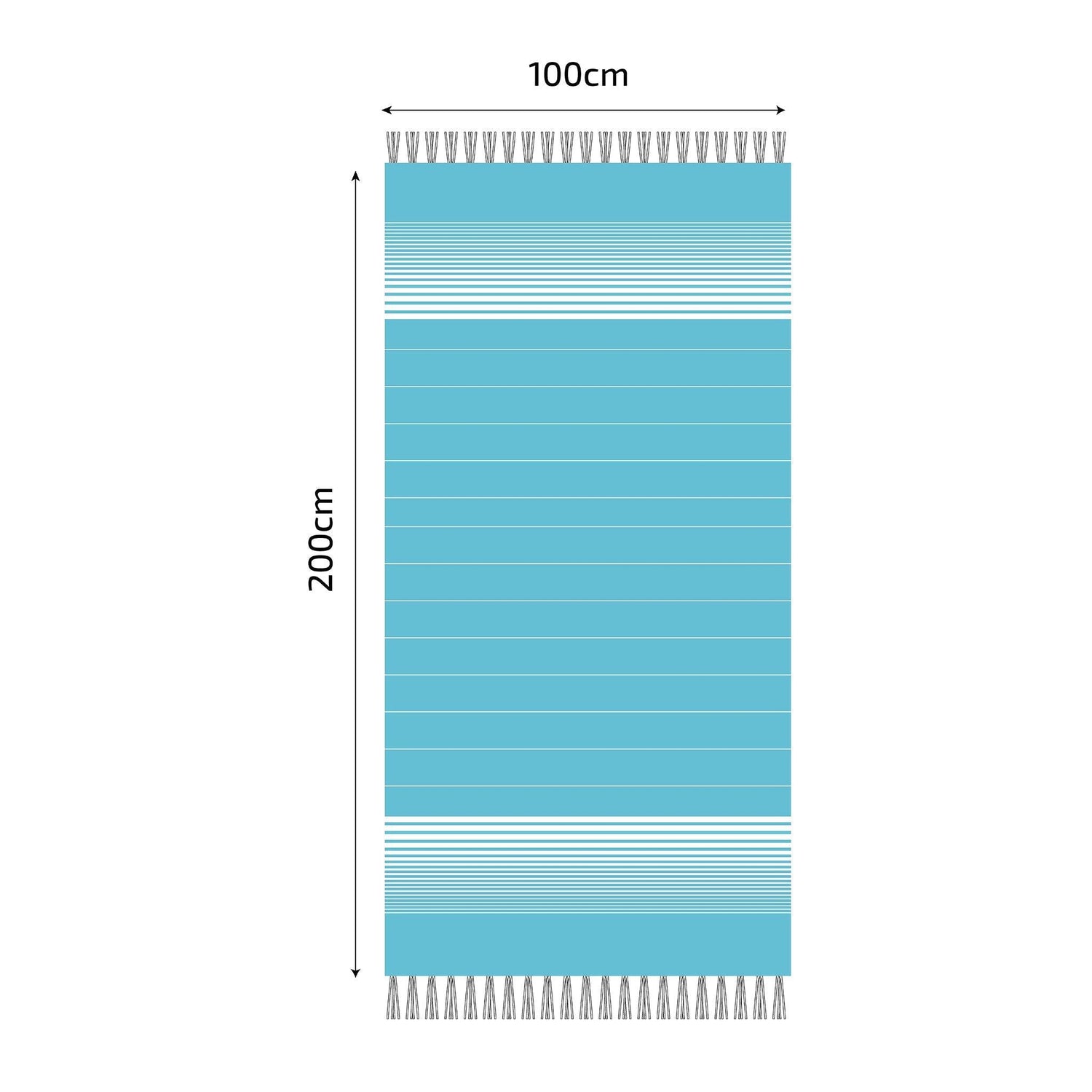 Fouta en coton miami 100x200cm turquoise - Deco-arts.fr