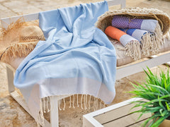 Small diamond cotton fouta 100x200cm sky blue