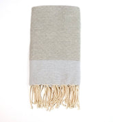 Fouta en coton petit losange 100x200cm gris argent - Deco-arts.fr