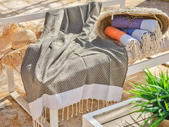 Small diamond cotton fouta 100x200cm dark gray