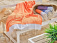 Fouta en coton petit losange 100x200cm orange - Deco-arts.fr