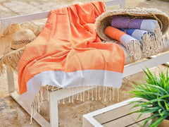 Small diamond cotton fouta 100x200cm orange
