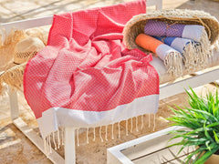 Small diamond cotton fouta 100x200cm red
