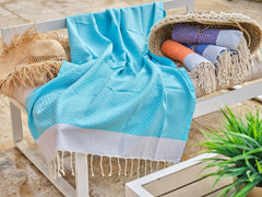 Small diamond cotton fouta 100x200cm turquoise
