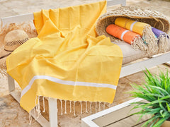 Katoenen Fouta Honingraat Spa 100x200cm Geel