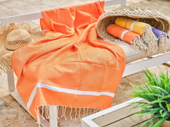Honeycomb weave spa cotton fouta 100x200cm orange