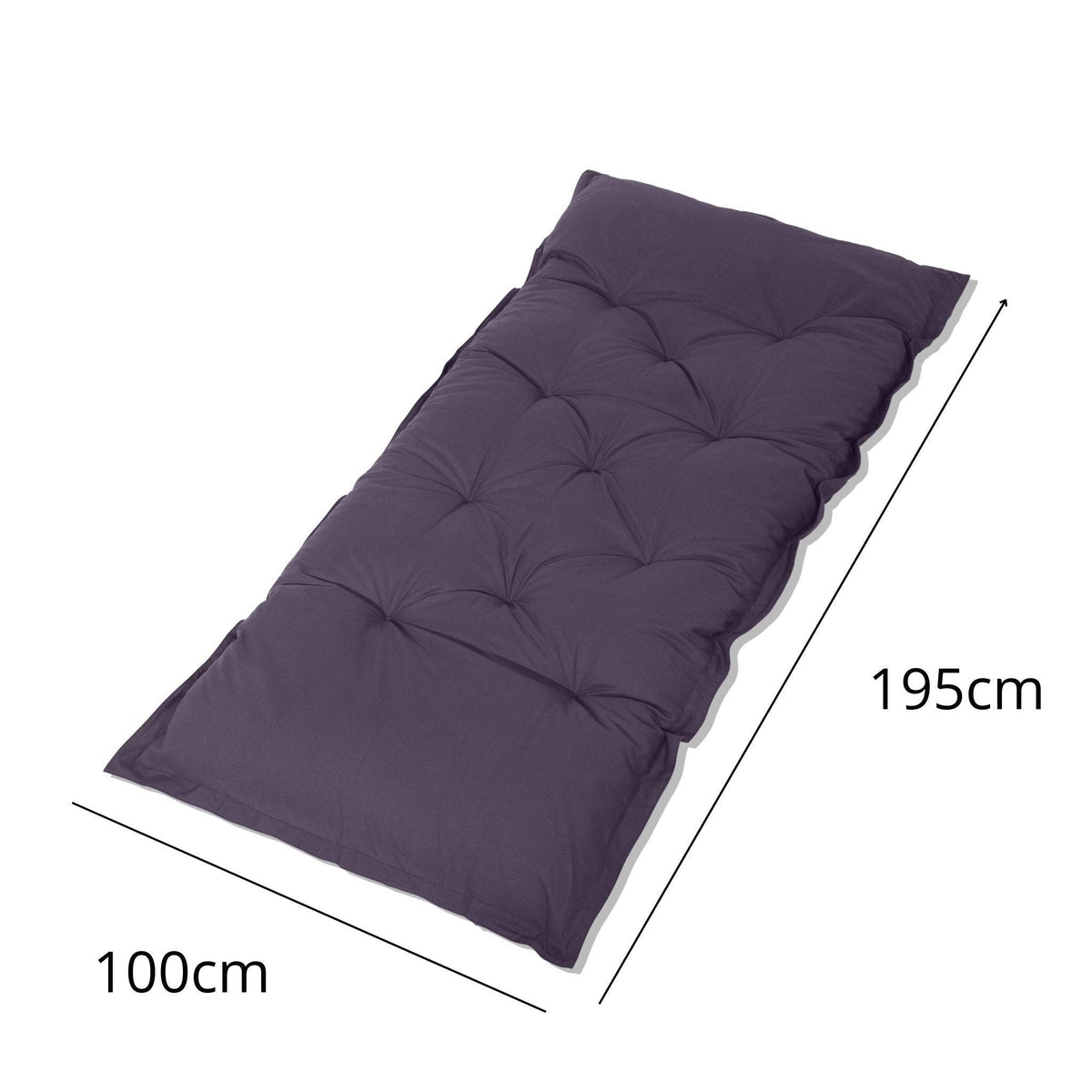 XXL vloermatras 195x100 Koolstofgrijs - Dik 15cm (Logeerbed & Jeu) – maattekening