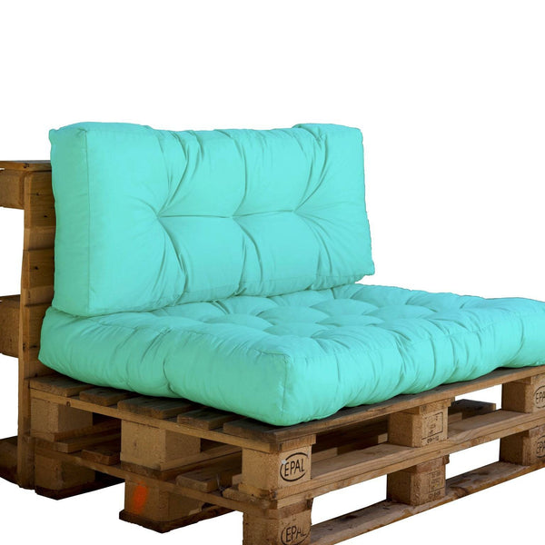 Ensemble de coussins Palette vert mint 120x80cm pour fauteuils et canapés, imperméables, épaissis à 15cm, résistant aux UV.