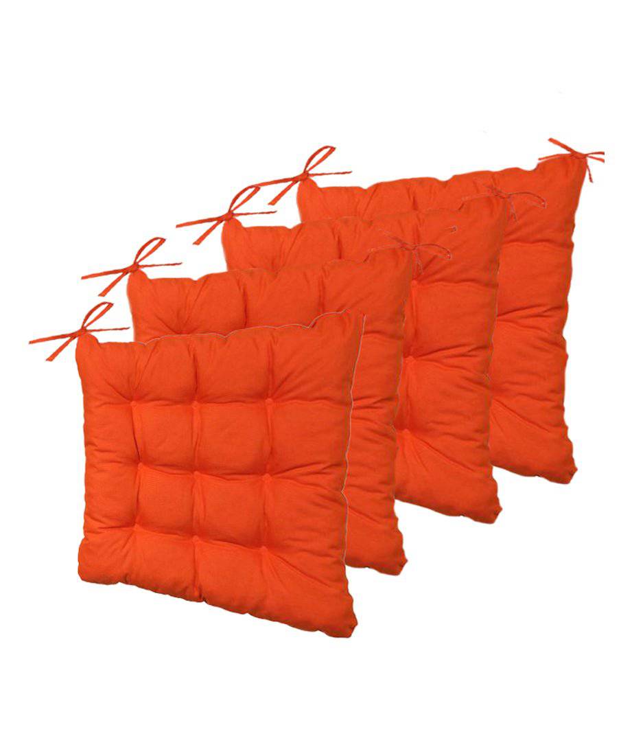 Lot de 4 Galettes de chaise 40 x 40 cm - Orange - Deco-arts.fr