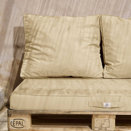Kit Coussins Palette Déhoussable 120x80 Beige Clair - Imperméable & Extérieur (1 Assise + 2 Dossiers)