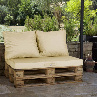 Lot matelas pour palette déhoussable avec assise de 120x80x10cm et dossier Beige Clair - Deco-arts.fr