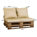 Lot matelas pour palette déhoussable avec assise de 120x80x10cm et dossier Beige Clair - Deco-arts.fr