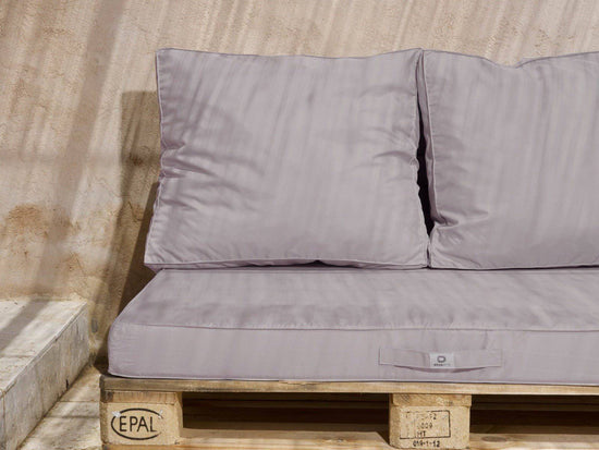 Lot matelas pour palette déhoussable avec assise de 120x80x10cm et dossier Gris Galet