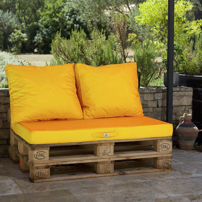 Lot matelas pour palette déhoussable avec assise de 120x80x10cm et dossier Jaune - Deco-arts.fr