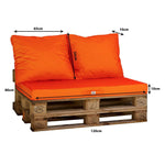 Lot matelas pour palette déhoussable avec assise de 120x80x10cm et dossier Orange - Deco-arts.fr