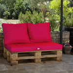 Lot matelas pour palette déhoussable avec assise de 120x80x10cm et dossier Rouge Piment - Deco-arts.fr