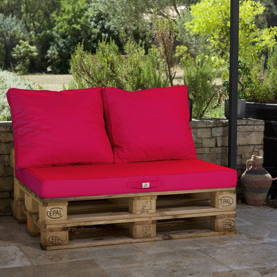 Lot matelas pour palette déhoussable avec assise de 120x80x10cm et dossier Rouge Piment - Deco-arts.fr