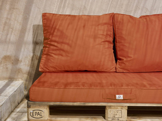 Lot matelas pour palette déhoussable avec assise de 120x80x10cm et dossier Terracotta