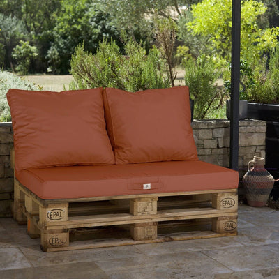 Lot matelas pour palette déhoussable avec assise de 120x80x10cm et dossier Terracotta - Deco-arts.fr