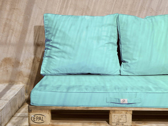 Lot matelas pour palette déhoussable avec assise de 120x80x10cm et dossier Vert Mint - Deco-arts.fr