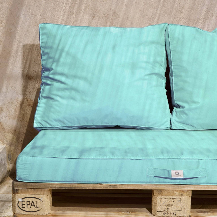 Lot matelas pour palette déhoussable avec assise de 120x80x10cm et dossier Vert Mint - Deco-arts.fr