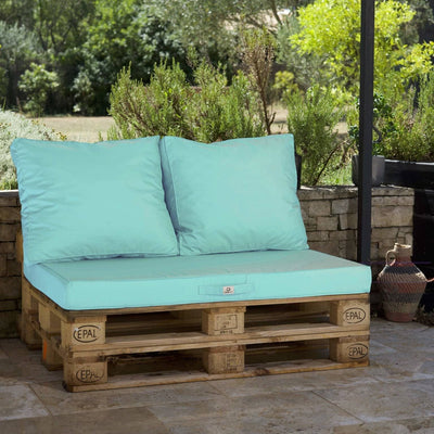 Lot matelas pour palette déhoussable avec assise de 120x80x10cm et dossier Vert Mint - Deco-arts.fr