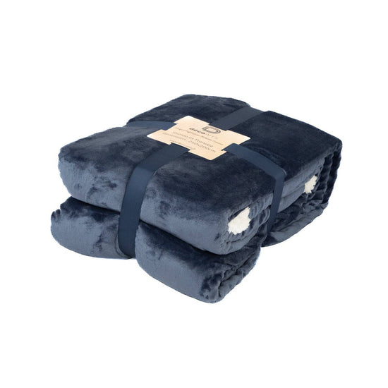 Plaid Sherpa Flanelle 480GSM 200x240 Bleu Marine DECO ARTS