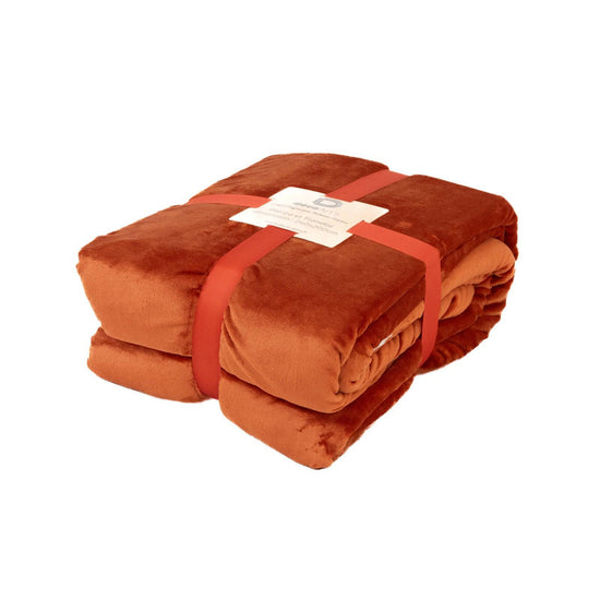 Plaid Sherpa Flanelle 480GSM 200x240 Terracotta DECO ARTS