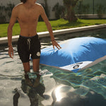 Pouf géant flottant de 180x140 cm en bleu pétrole, pouf XXL déhoussable pour piscine, par Deco-arts.fr