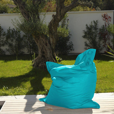 Pouf géant XXL 180x140 cm en bleu Caraïbes, extérieur et intérieur, déhoussable, waterproof, de la marque Deco-arts.fr.