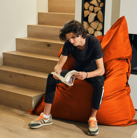 Housse de Pouf Géant XXL 180x140 Orange - (Housse Seule à Garnir - Intérieur/Extérieur)