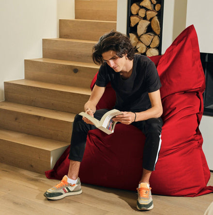 Pouf Géant XXL 180x140 Rouge Piment - Waterproof & Déhoussable (Mousse)