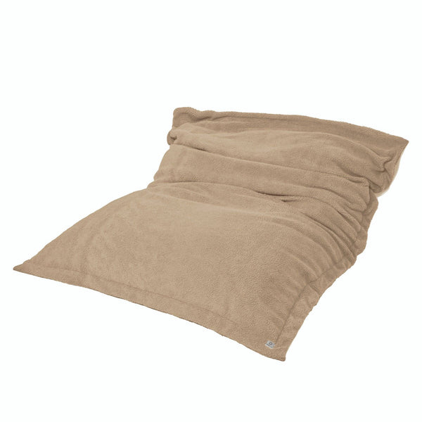 Pouf Intérieur XXL Housse Sherpa (Effet Mouton) Garnissage en flocon de mousse 190x155cm - Beige - Deco-arts.fr
