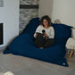 Pouf Intérieur XXL Housse Sherpa (Effet Mouton) Garnissage en flocon de mousse 190x155cm - Bleu petrole - Deco-arts.fr