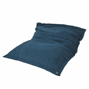 Pouf Géant XXL 190x155 Bleu Pétrole - Sherpa & Mousse (Canapé de Sol 2 Places)