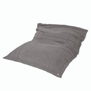 Pouf Géant XXL 190x155 Gris Argent - Sherpa & Mousse (Canapé de Sol 2 Places)