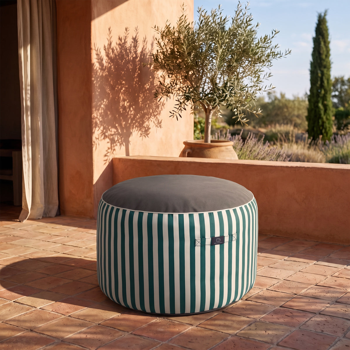 Pouf rond rayé