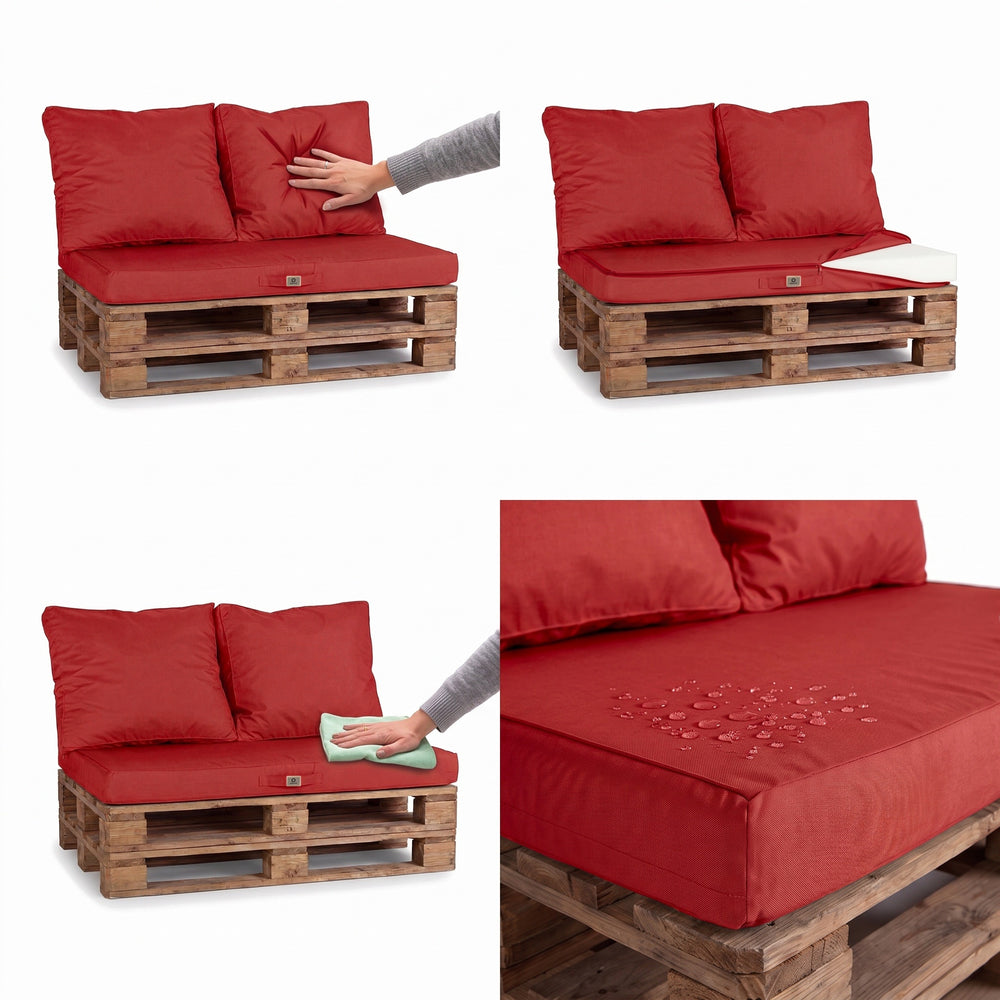 Kit Coussins Palette Déhoussable 120x80 Rouge Piment – moelleux, housse déhoussable et tissu déperlant