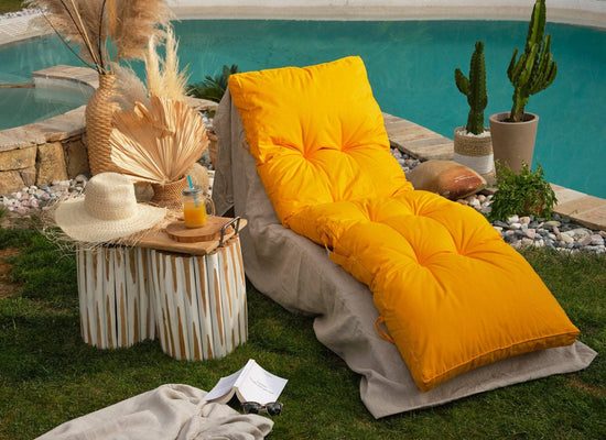 Coussin bain de soleil 185 x55cm Jaune miel